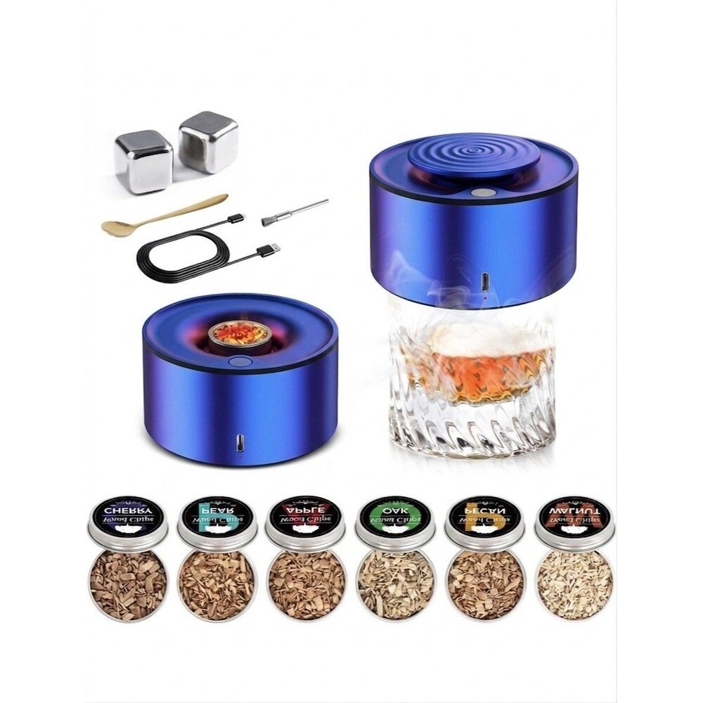 Electric Whiskey Smoker Kit 6 Wood Flavor Cocktail Drink Infuser Home Bar Gift